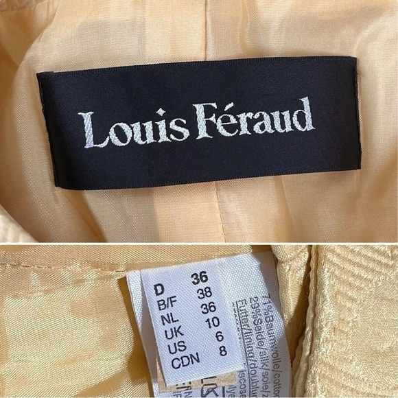 Vtg Louis Feraud Floral Silk Blend Short Sleeve Buttoned Jacket Yellow Size 6 - Picture 6 of 7